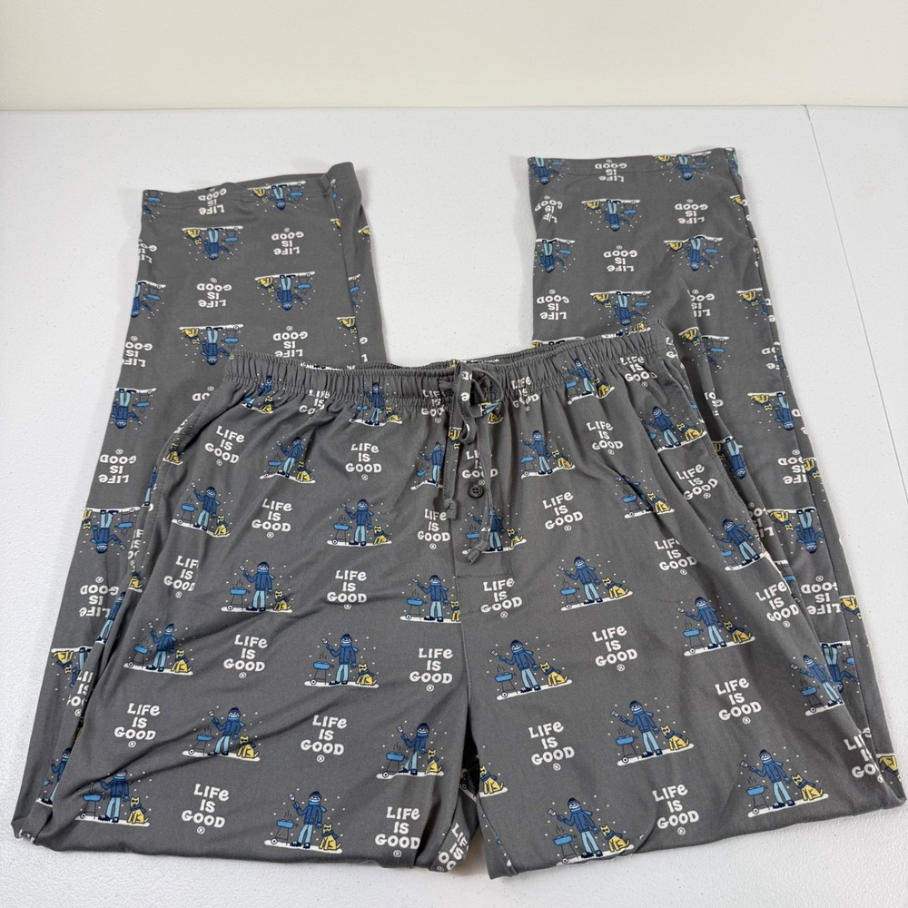 Life is Good Mens Gray Jake Grilling in Snow Pajama Pants Size L ID126 F24